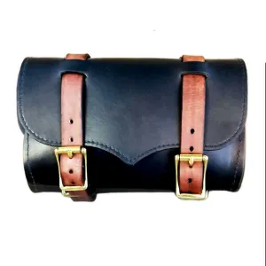 Tool Roll Bag Saddle Chopper Bobber Harley Motorcycle Indian Black & Tan Leather