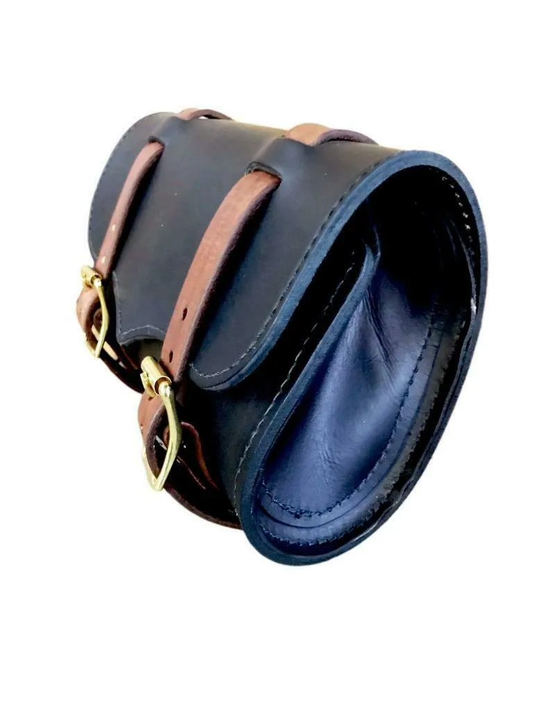 Tool Roll Bag Saddle Chopper Bobber Harley Motorcycle Indian Black & Tan Leather