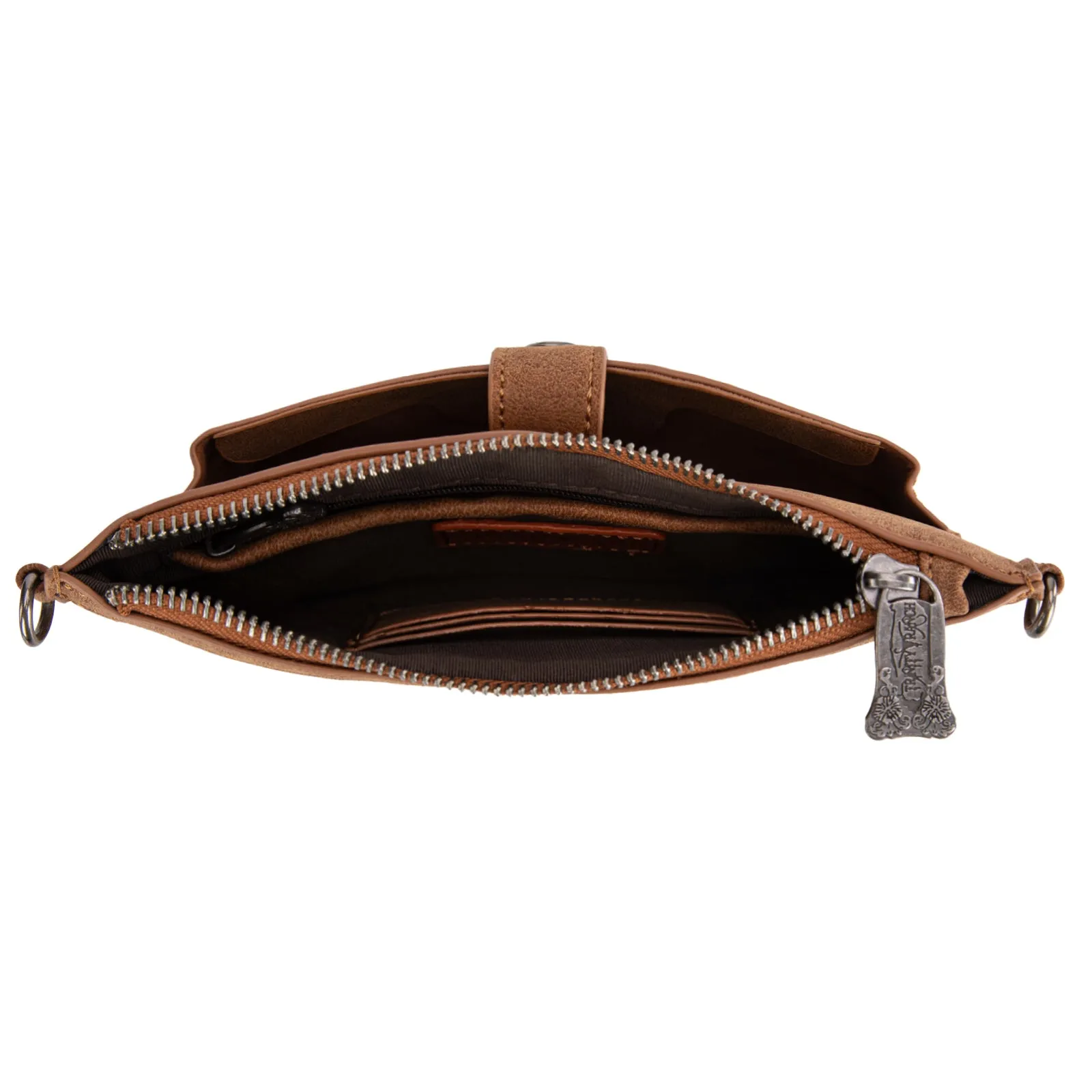 TR190-181  Trinity Ranch  Floral Aztec Tooled Collection Clutch/Crossbody