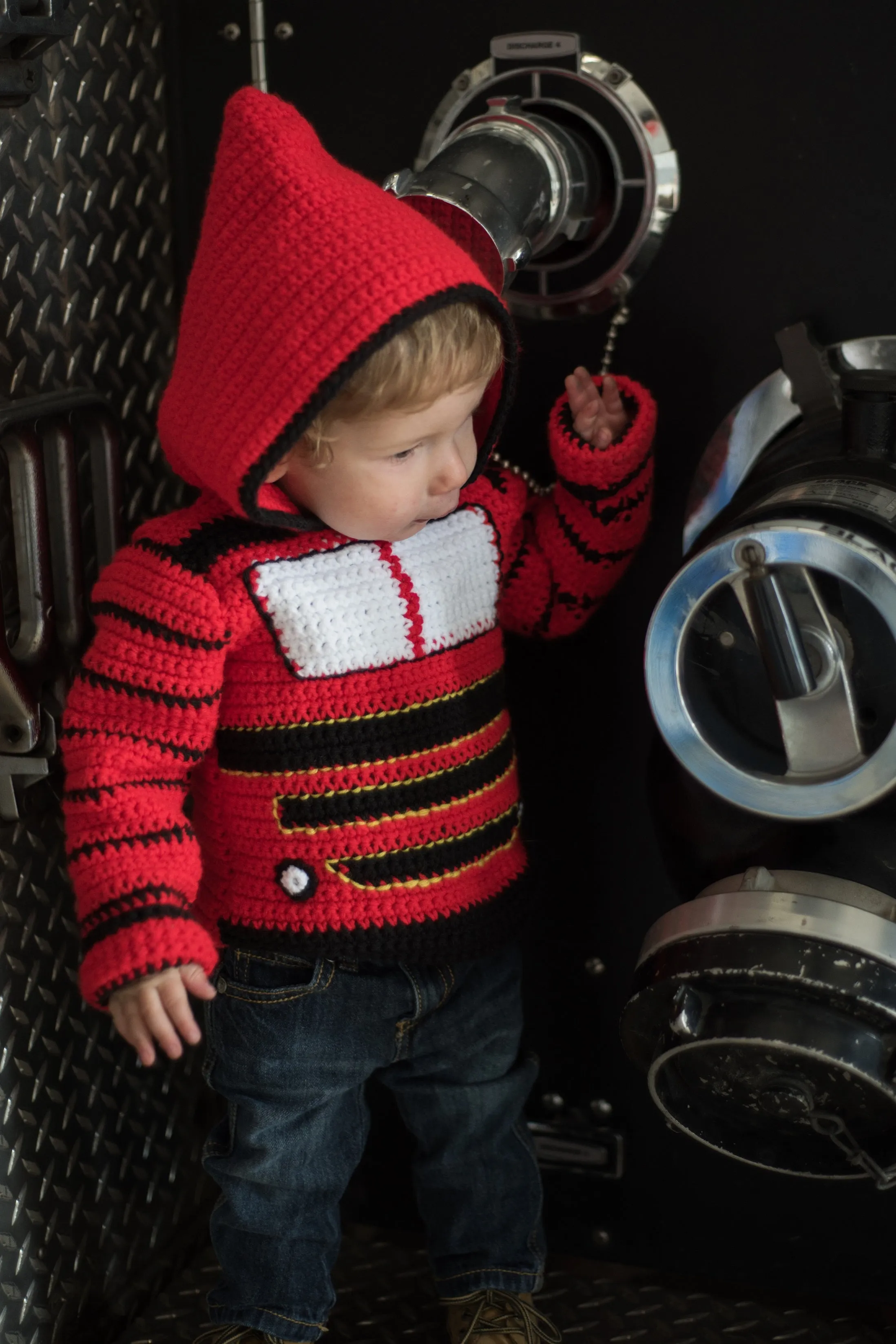 Train Engine Toddler Hoodie Crochet Kit - Sizes 2 and 4 - Hoodie Zips up the Back
