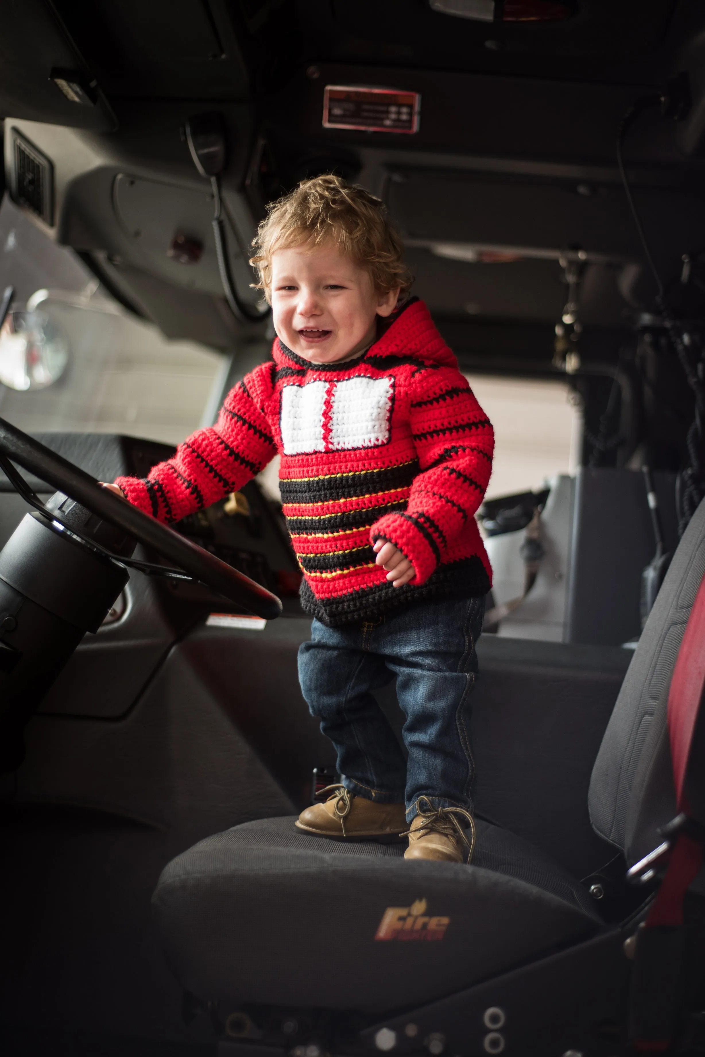 Train Engine Toddler Hoodie Crochet Kit - Sizes 2 and 4 - Hoodie Zips up the Back