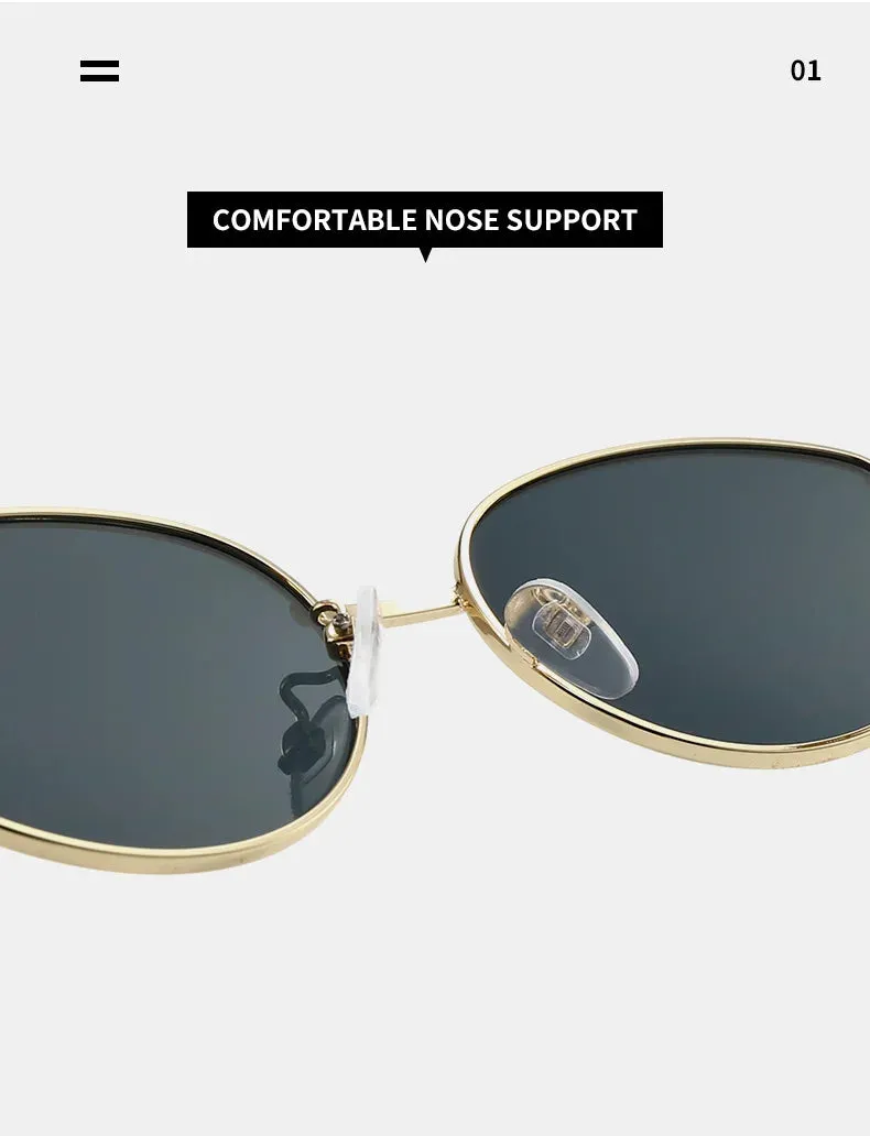 Trendy Oval Sunglasses New Luxury Fashion Metal Frame Sun Glasses Classic Vintage Oval Shades Unisex