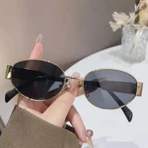 Trendy Oval Sunglasses New Luxury Fashion Metal Frame Sun Glasses Classic Vintage Oval Shades Unisex