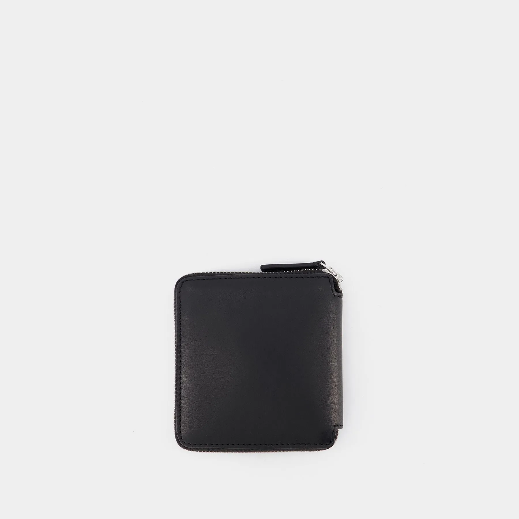 Tricolor Fox Square Zipped Waller in Black Leather