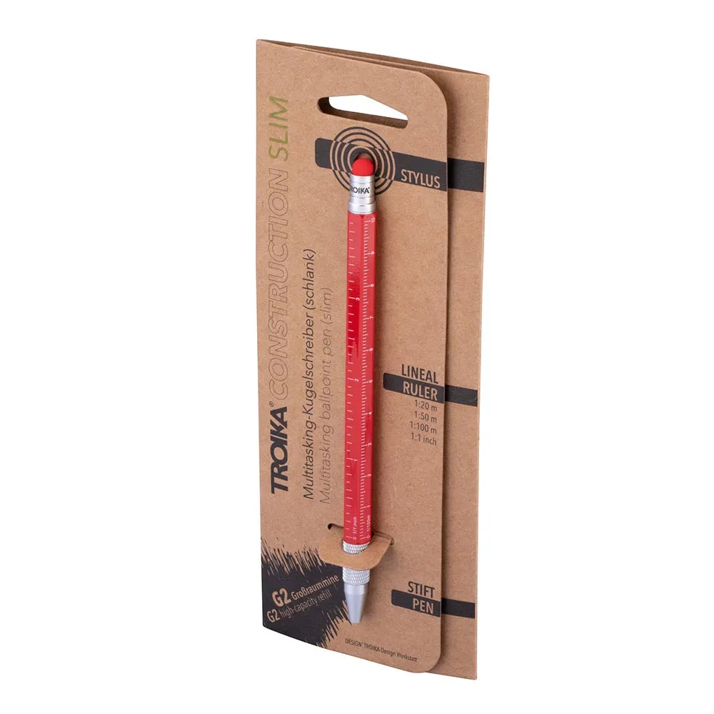 TROIKA Multitasking Ballpoint Pen CONSTRUCTION SLIM - Red