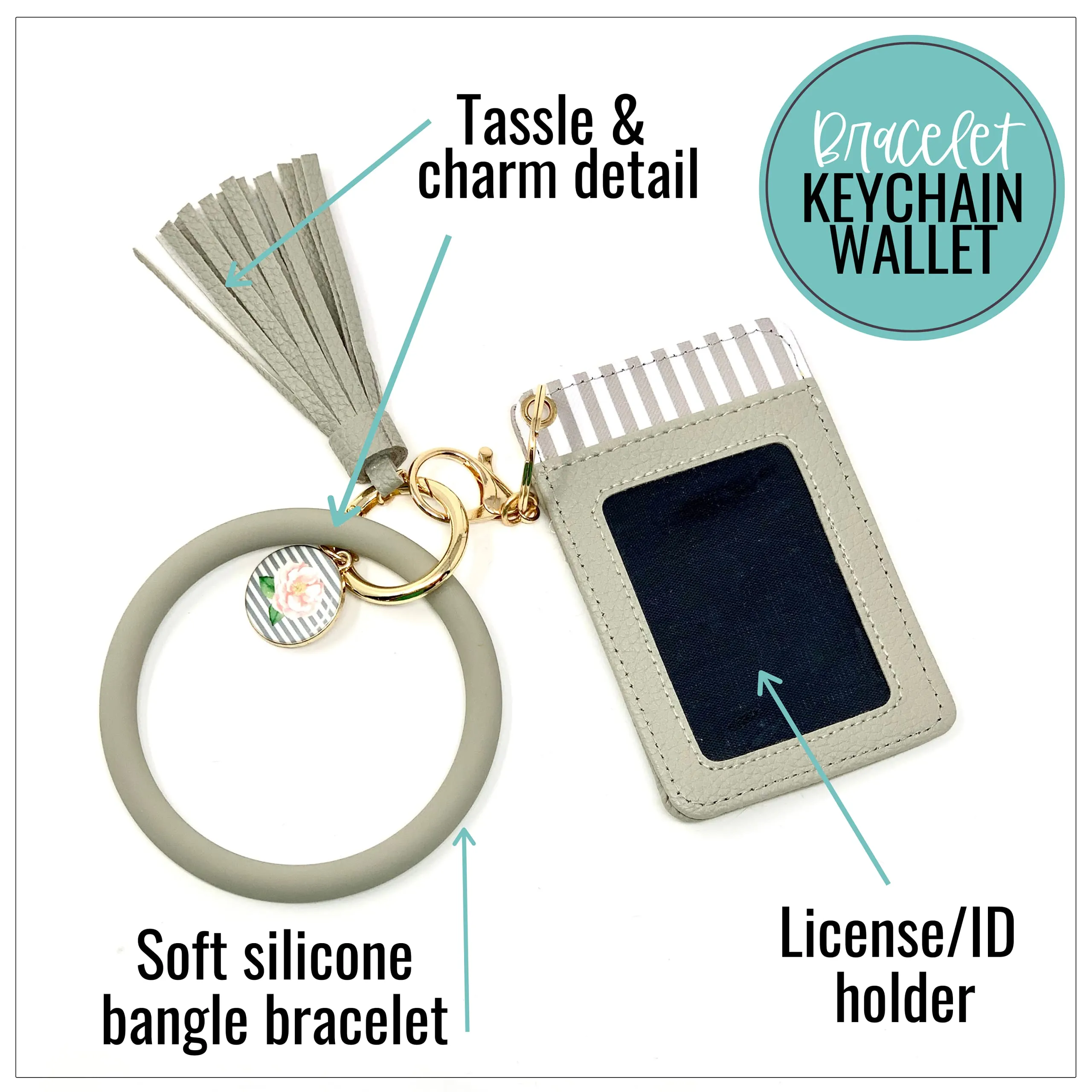Trust in the Lord Gray Silicone Bracelet Keychain Wallet