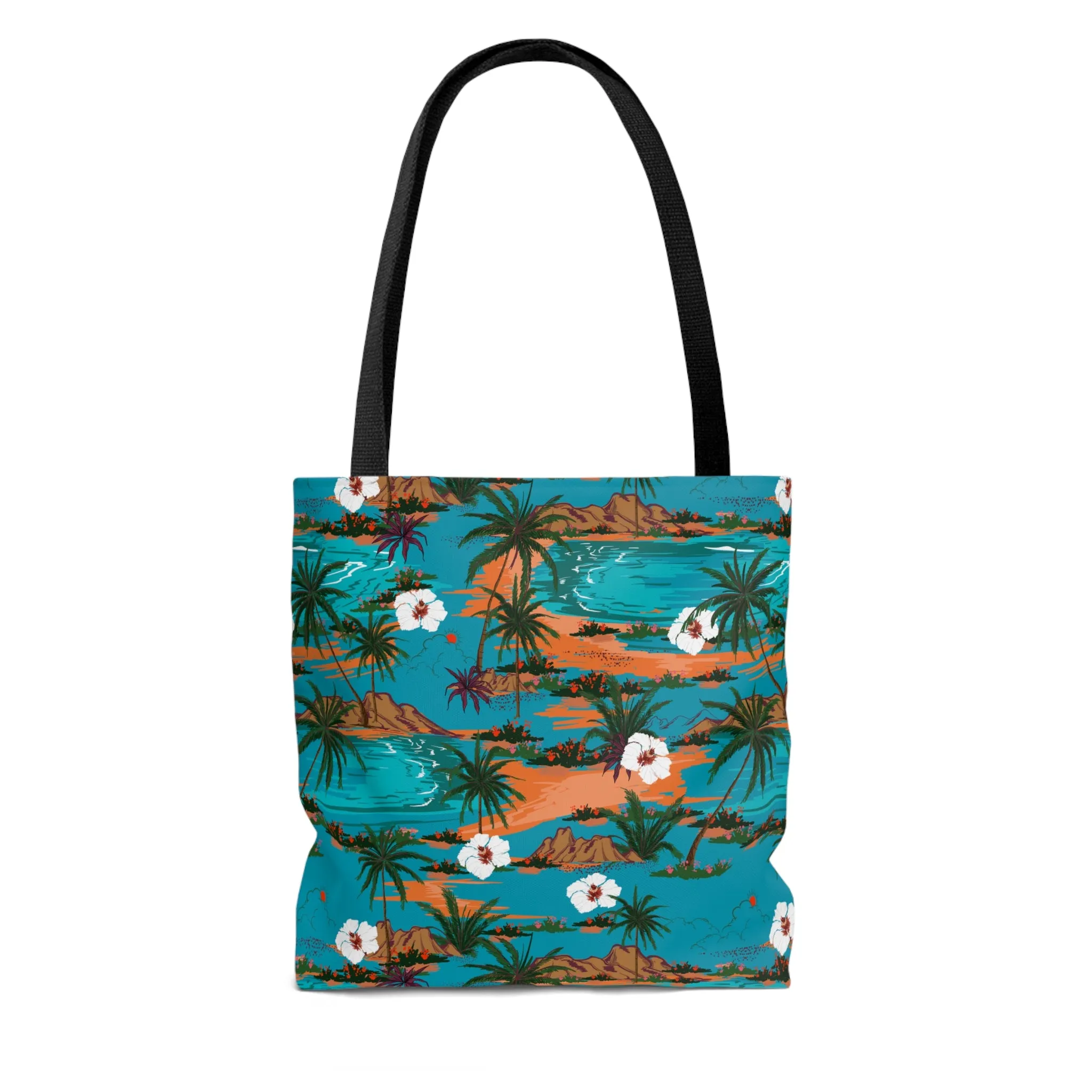 Turquoise Tropical Print Tote Bag