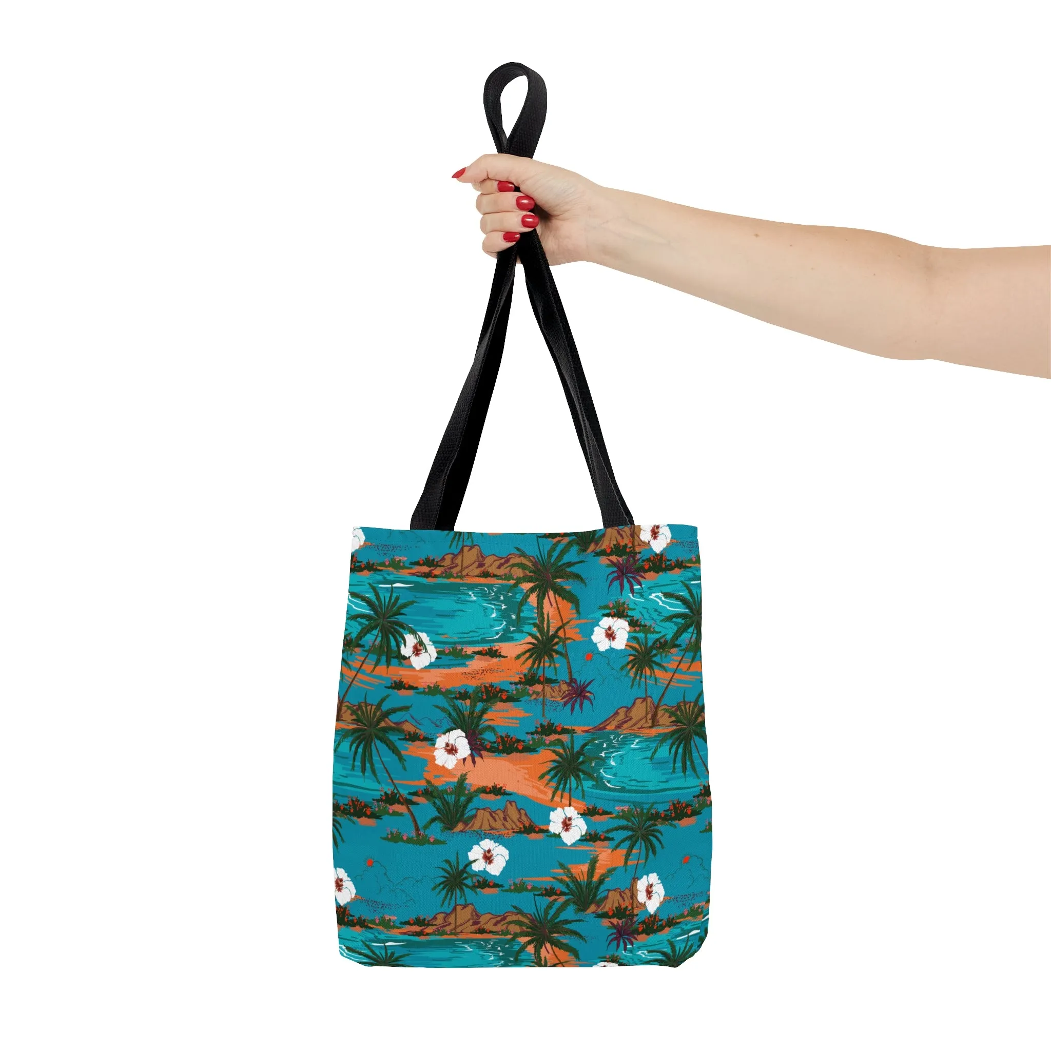 Turquoise Tropical Print Tote Bag