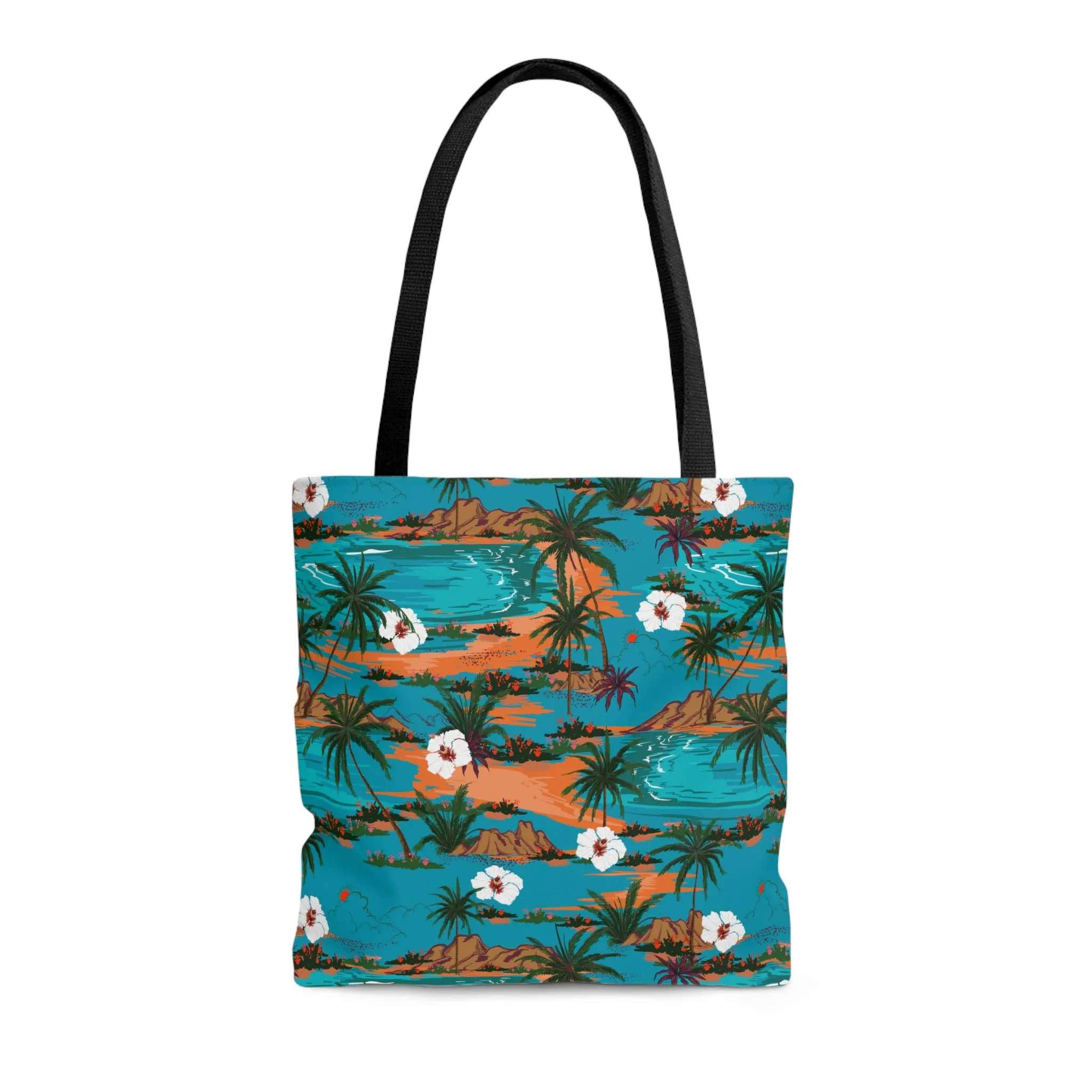 Turquoise Tropical Print Tote Bag