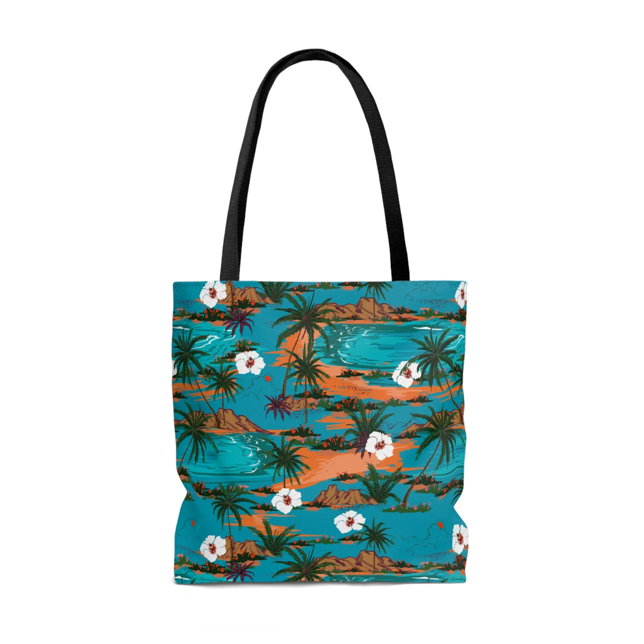 Turquoise Tropical Print Tote Bag