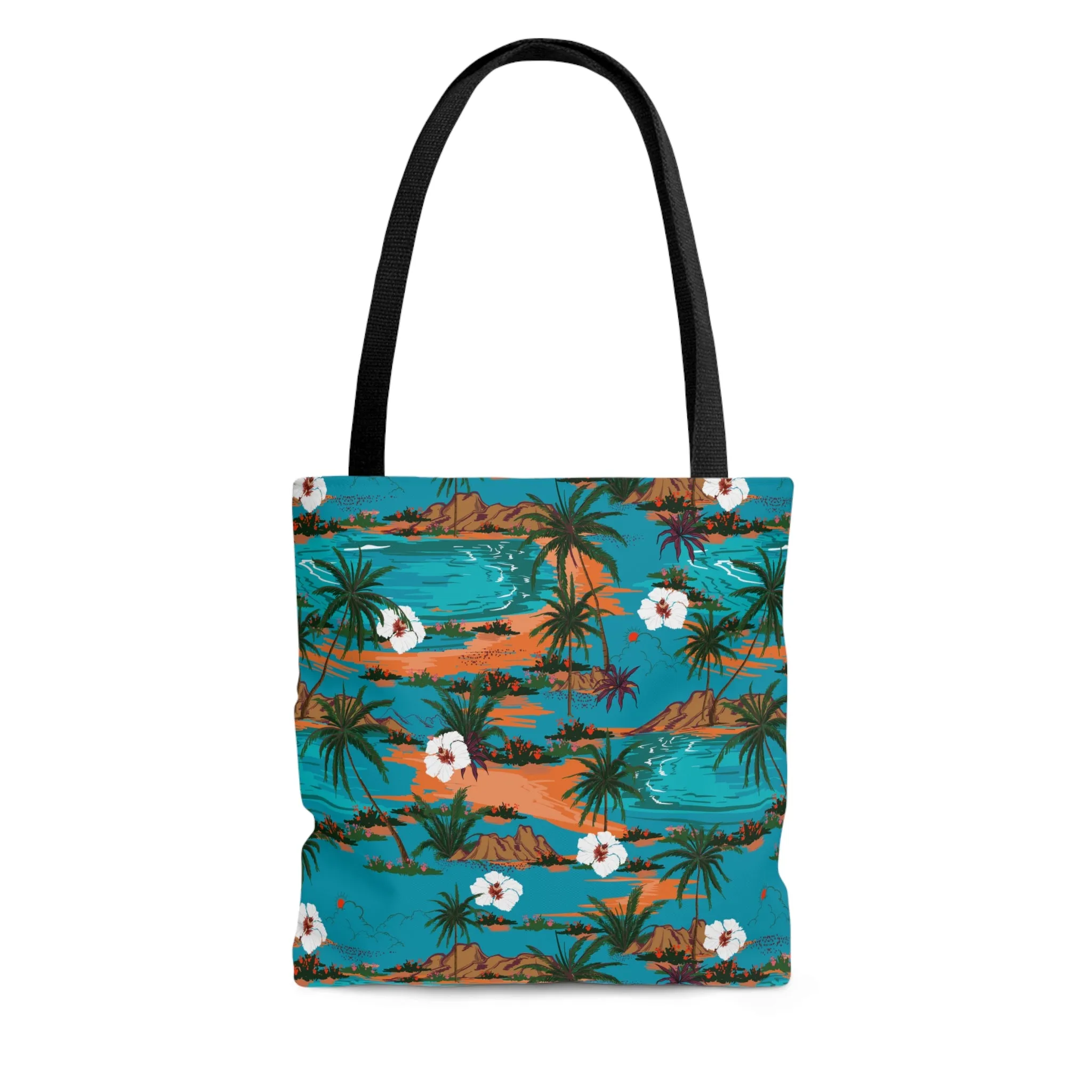Turquoise Tropical Print Tote Bag