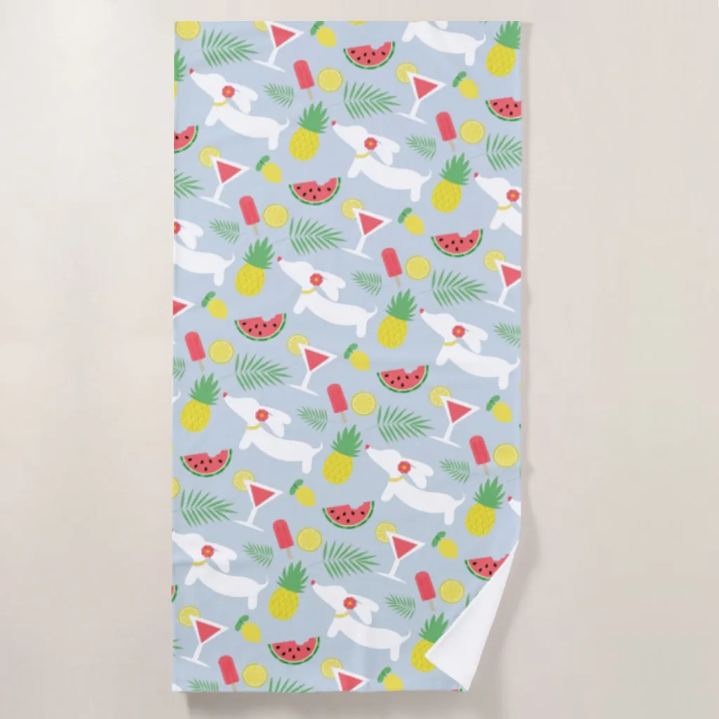 Tutti Frutti Doxie Cutie Beach Towel