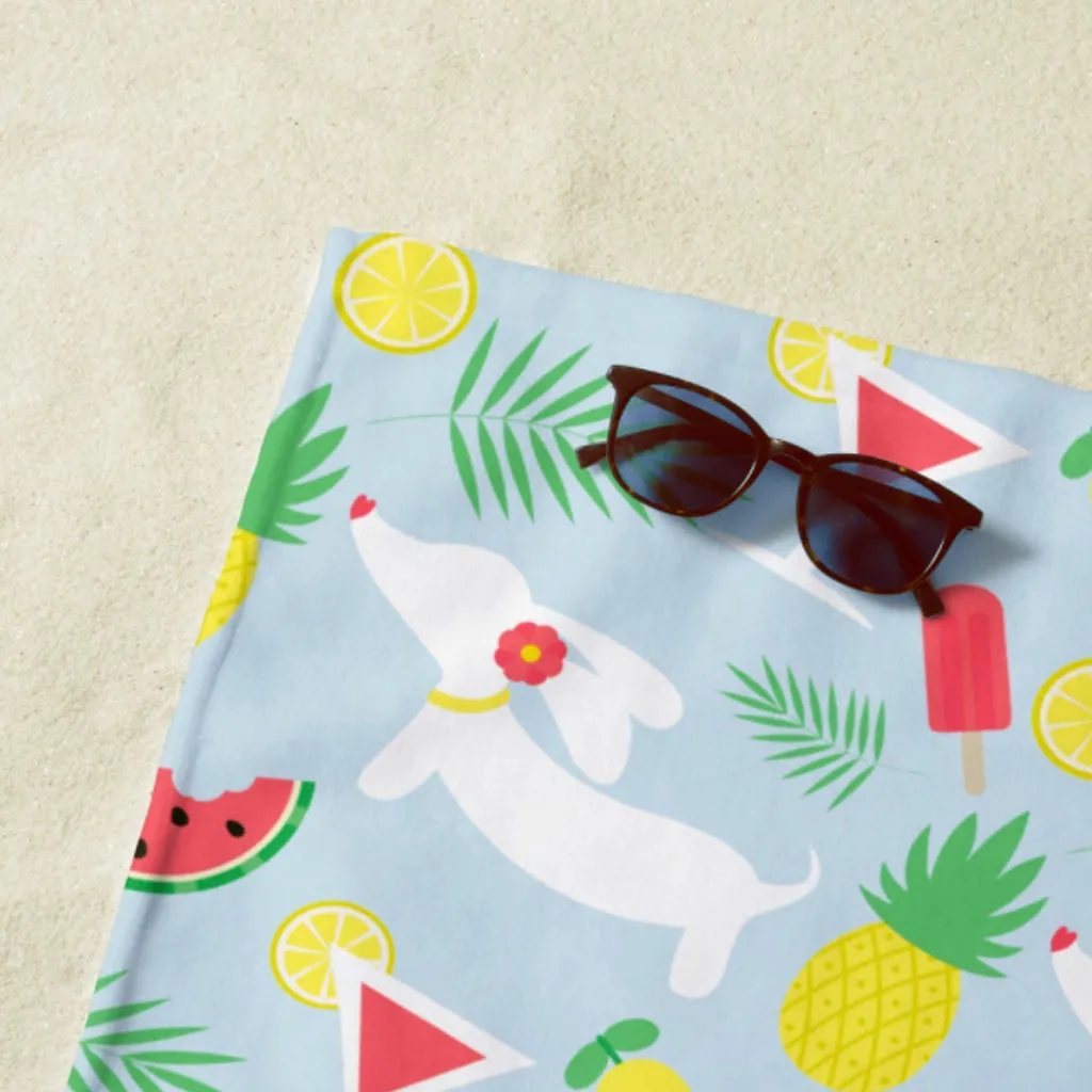 Tutti Frutti Doxie Cutie Beach Towel