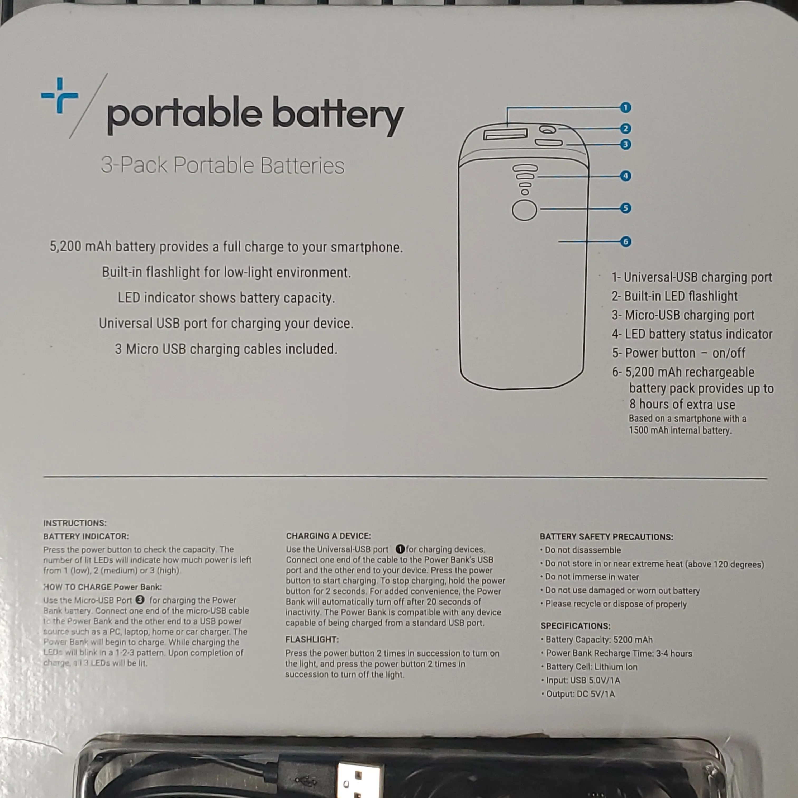 Tylt portable battery 5200 milliamp hour battery packs ap5