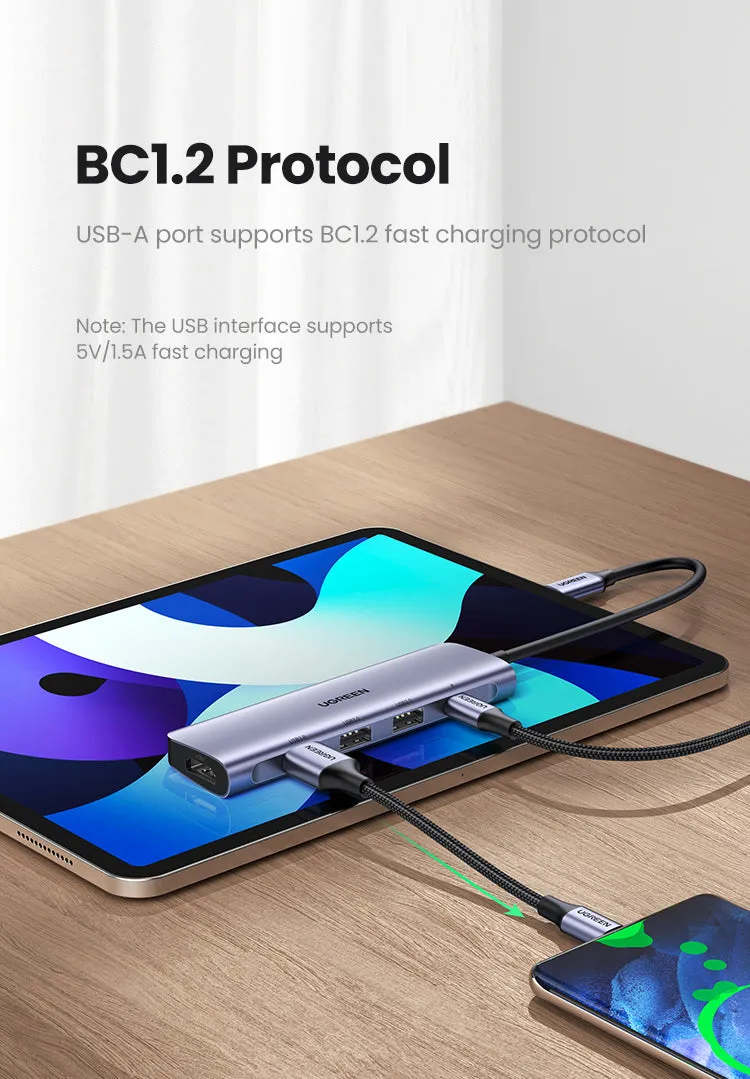 Ugreen USB Type C to HDMI   USB 3.0*3   PD Power Converter CM136