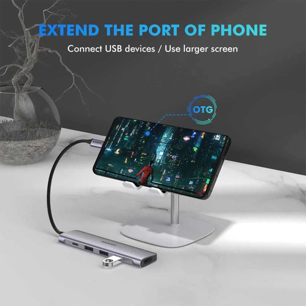 Ugreen USB Type C to HDMI   USB 3.0*3   PD Power Converter CM136