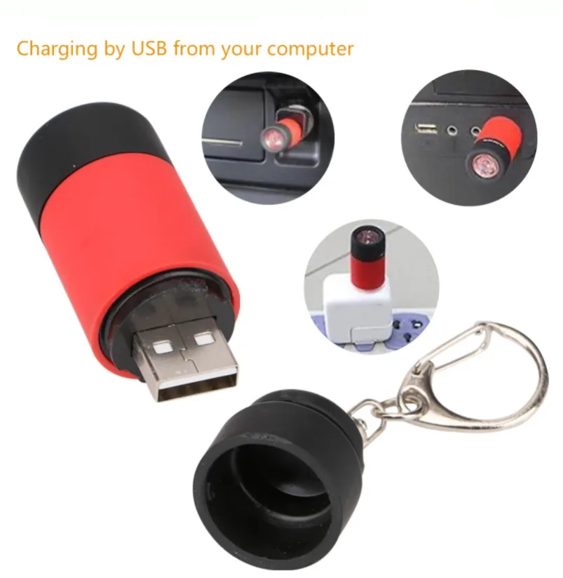 USB Ultra Bright Rechargeable LED Keychain Flashlight