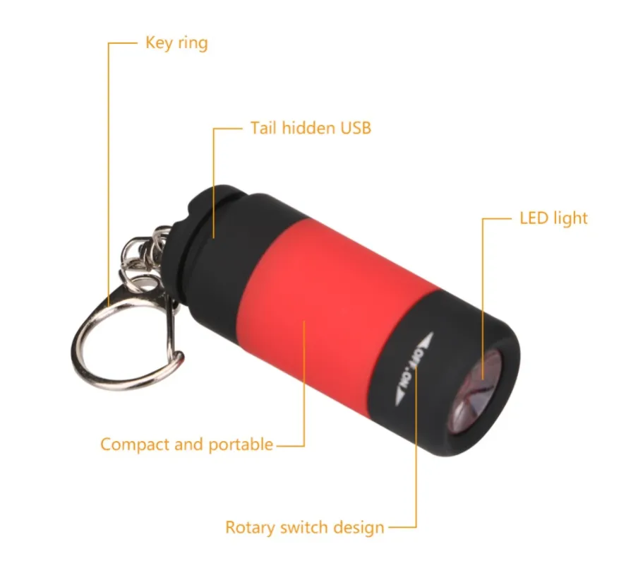 USB Ultra Bright Rechargeable LED Keychain Flashlight