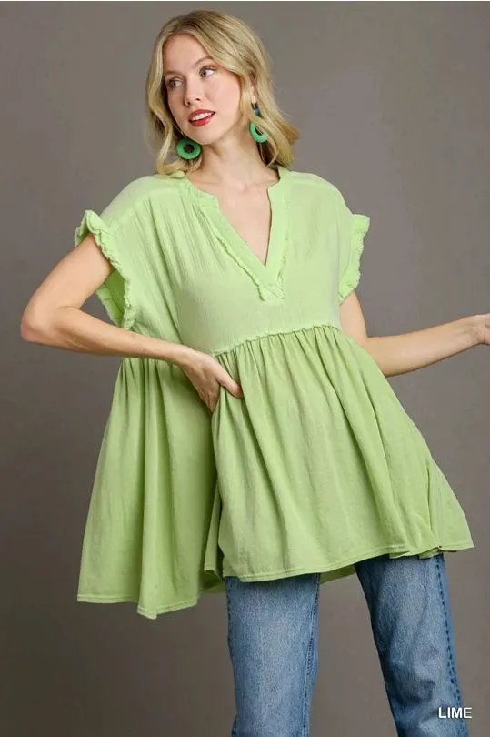 V-neck lime oversized top