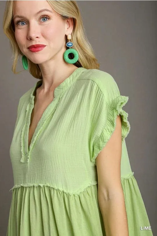 V-neck lime oversized top