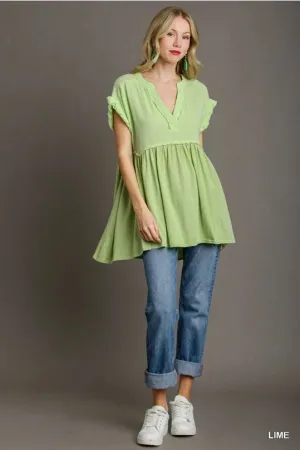 V-neck lime oversized top