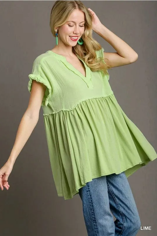 V-neck lime oversized top