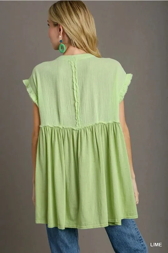 V-neck lime oversized top