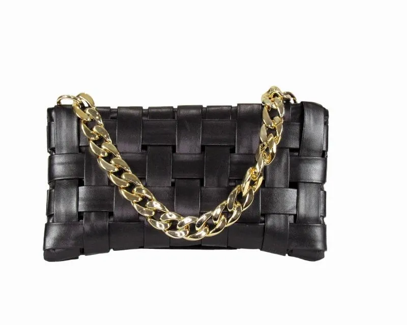 Valencia Basket Weave Clutch - Black
