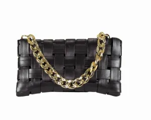 Valencia Basket Weave Clutch - Black