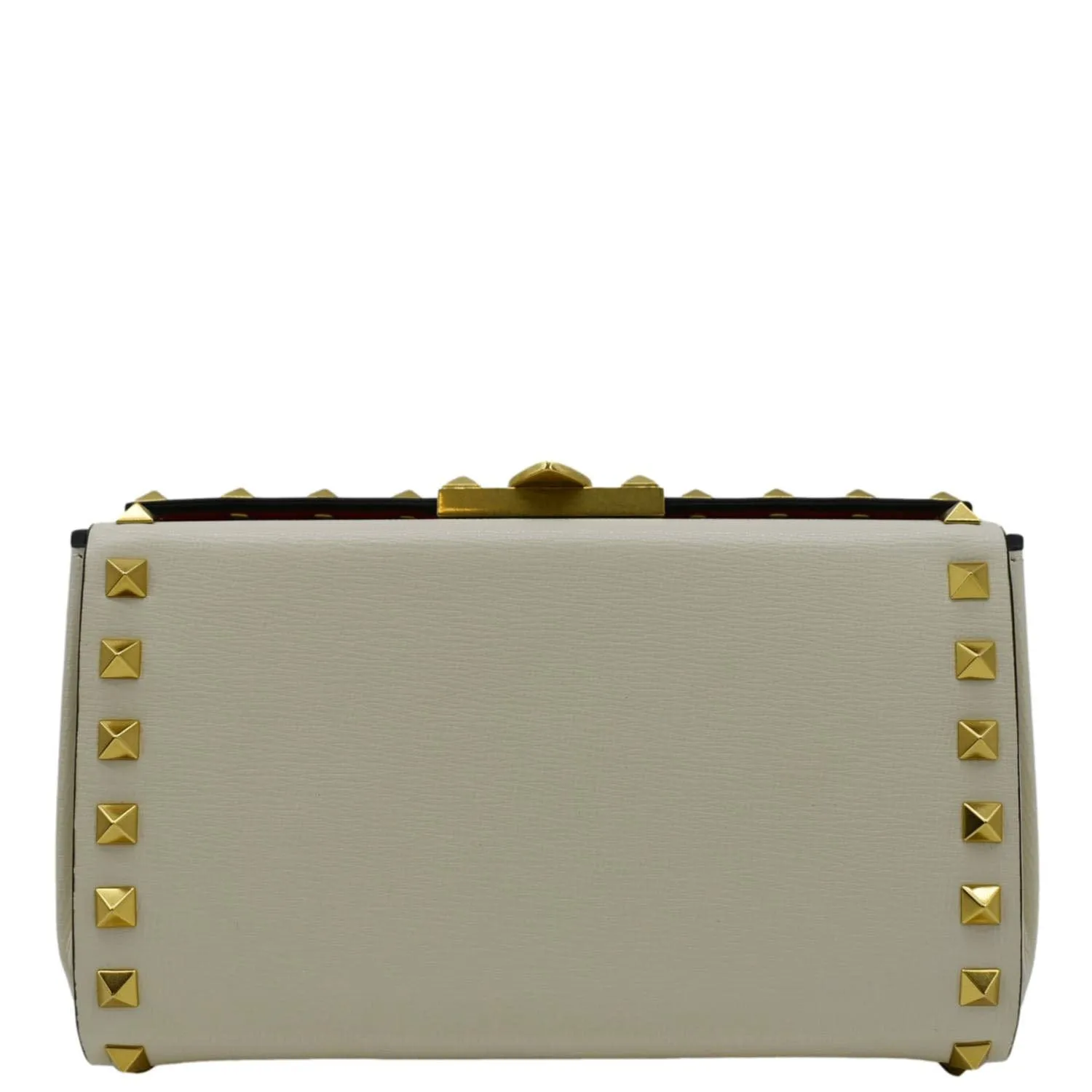 VALENTINO Rockstud Alcove Leather Clutch Shoulder Bag Ivory