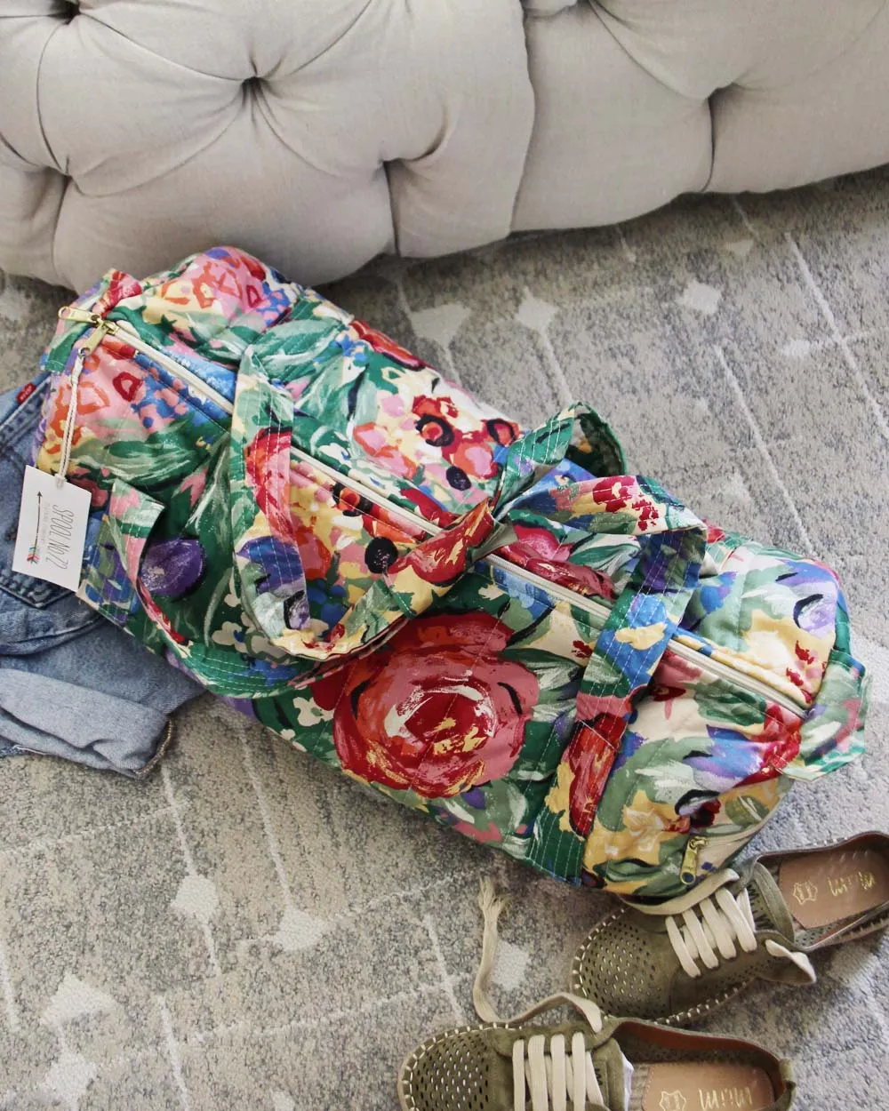 Vintage Floral Gym Bag
