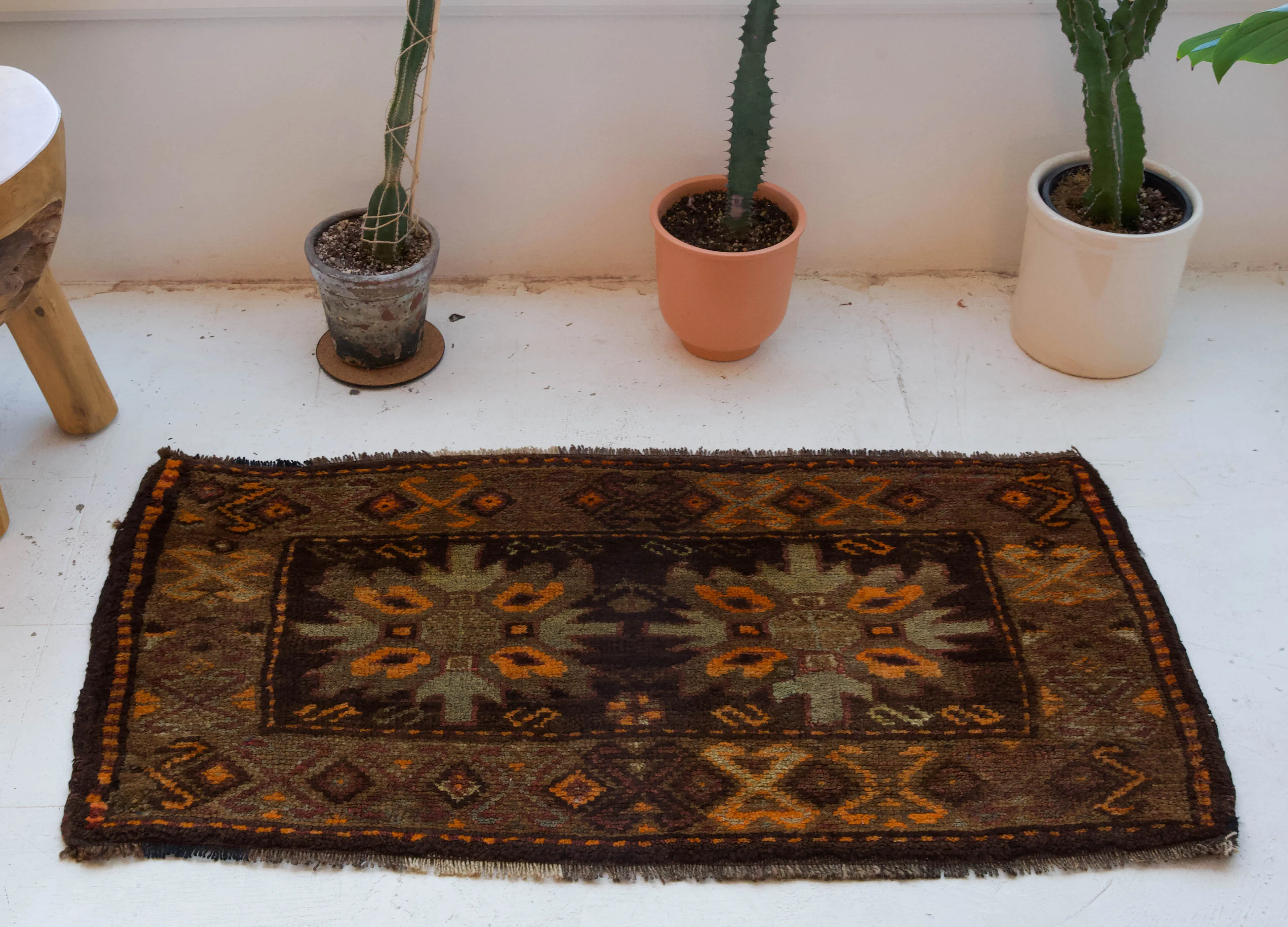 Vintage Mini Turkmen Rug 22"x42"