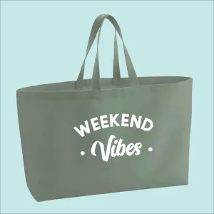 Weekend Vibes Premium Canvas Oversized Tote Bag