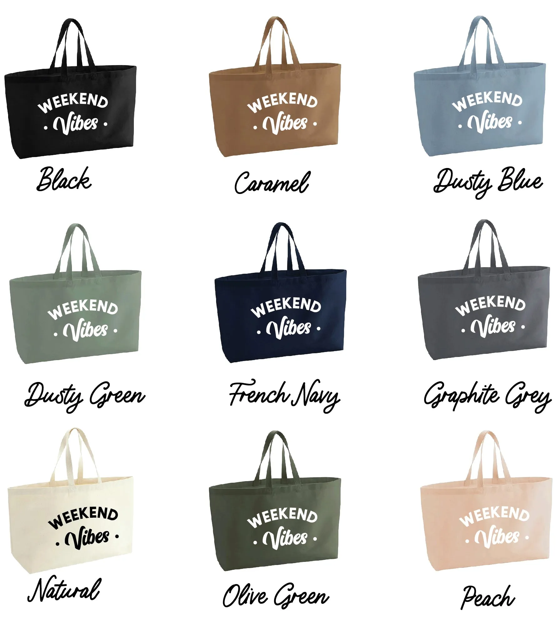 Weekend Vibes Premium Canvas Oversized Tote Bag