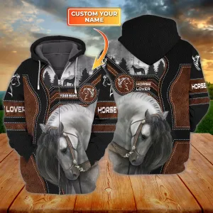White Horse - Personalized Name 3D Zipper Hoodie - Nt168 - Loop - Ct259
