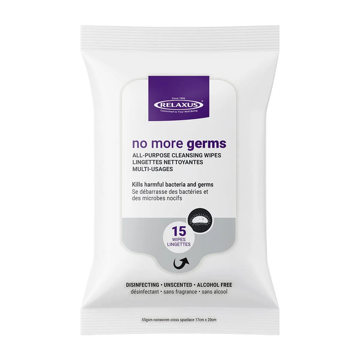 Wholesale No More Germs Anti-Bacterial Cleansing Wipes - Displayer of 12