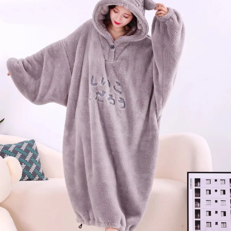Winter Soft Fleece Oversized Blanket Robe With Sleeves Hooded Sweater Blanket Wearable Oversized Outdoor Warm Flannel Hoodie Blanket Robe