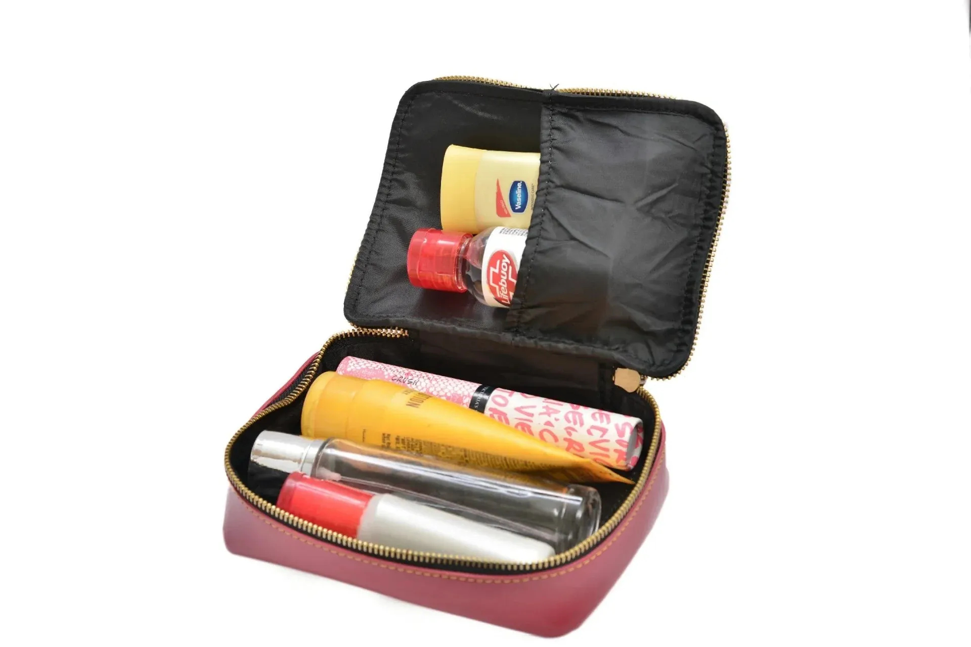Women's Combo - Mini Makeup Kit & zip around lady Wallet (Wine)