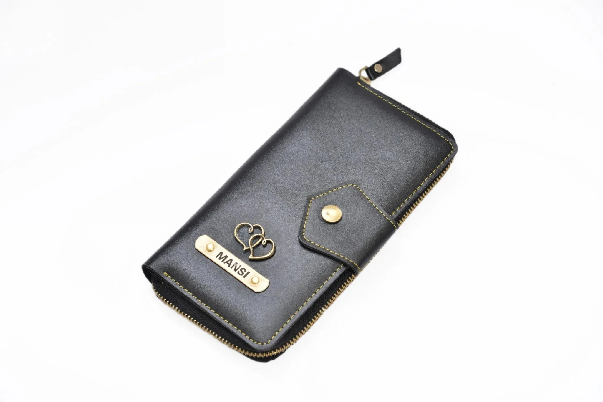 Women's Combo : zip-around Lady Wallet & Chained Sling Bag - Black