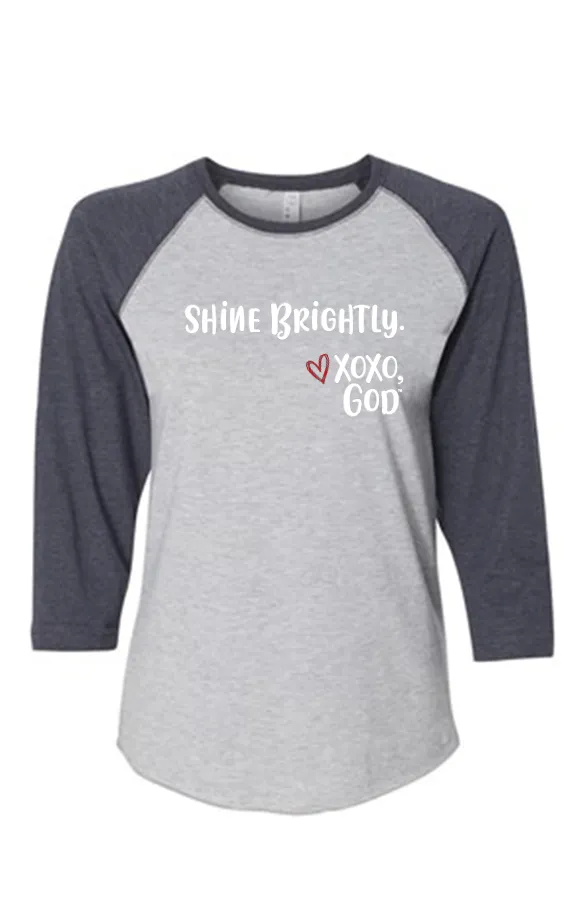 Women's Raglan Sleeve Baseball Tee - Shine Brightly.