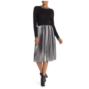 Womens Size Medium Eileen Fisher Ombre Stripe Accordion Pleat Printed Midi Skirt