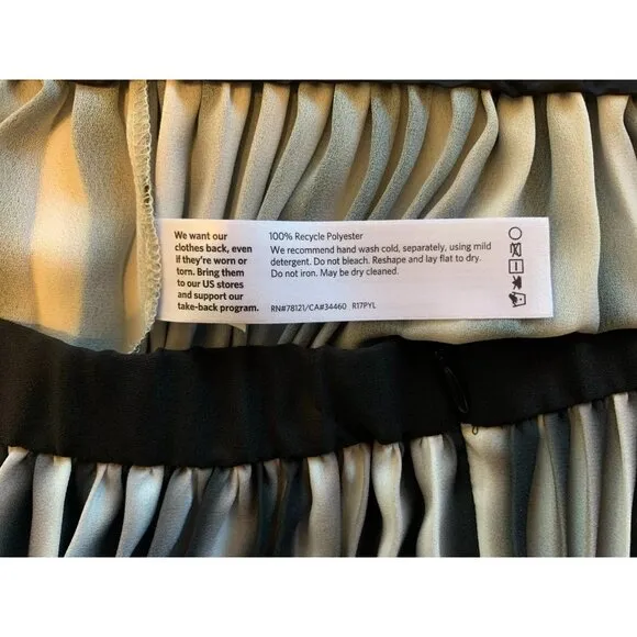 Womens Size Medium Eileen Fisher Ombre Stripe Accordion Pleat Printed Midi Skirt