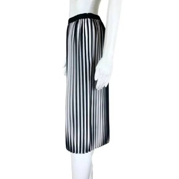 Womens Size Medium Eileen Fisher Ombre Stripe Accordion Pleat Printed Midi Skirt
