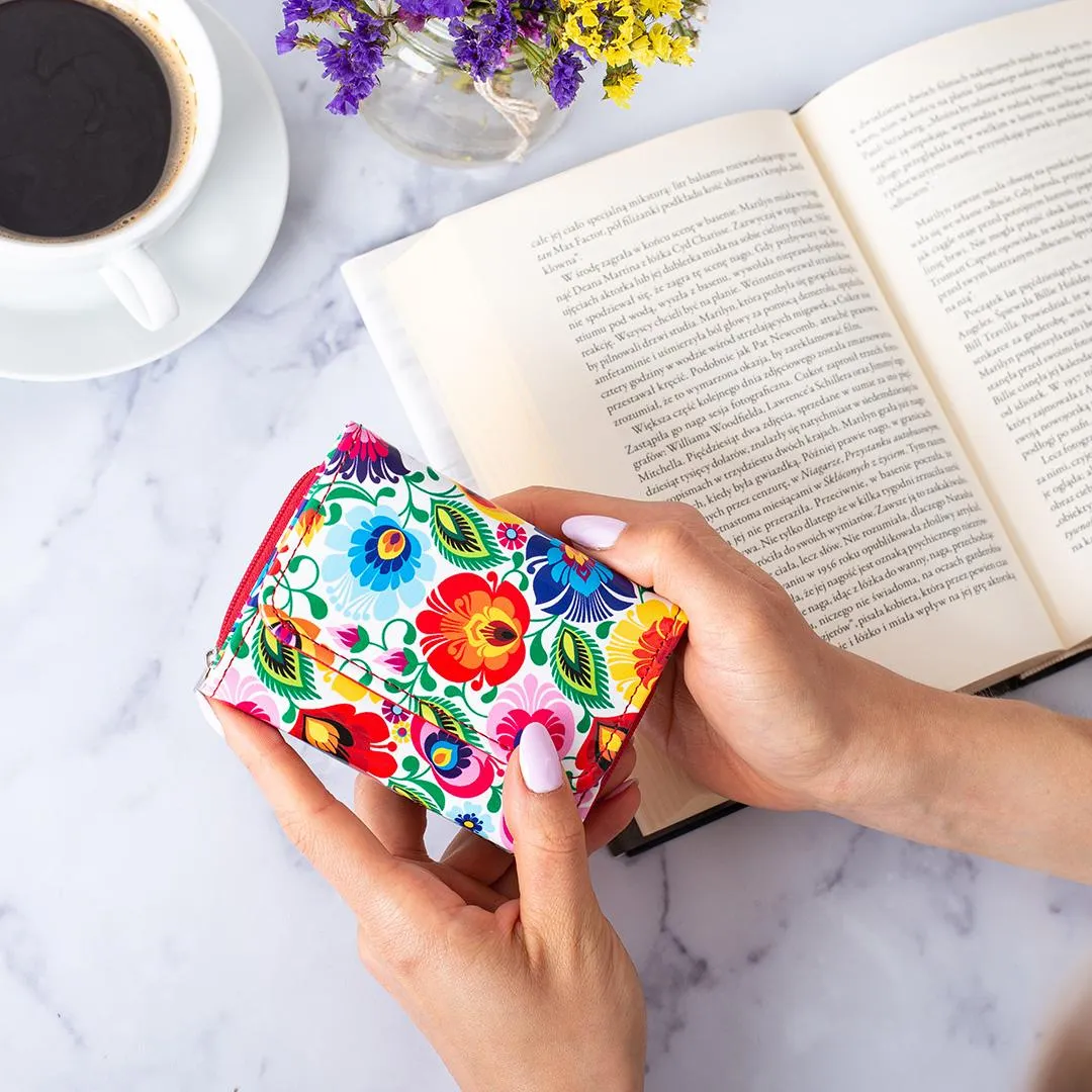 Women's Small Polish Folk Art Compact Bifold Pocket Wallet