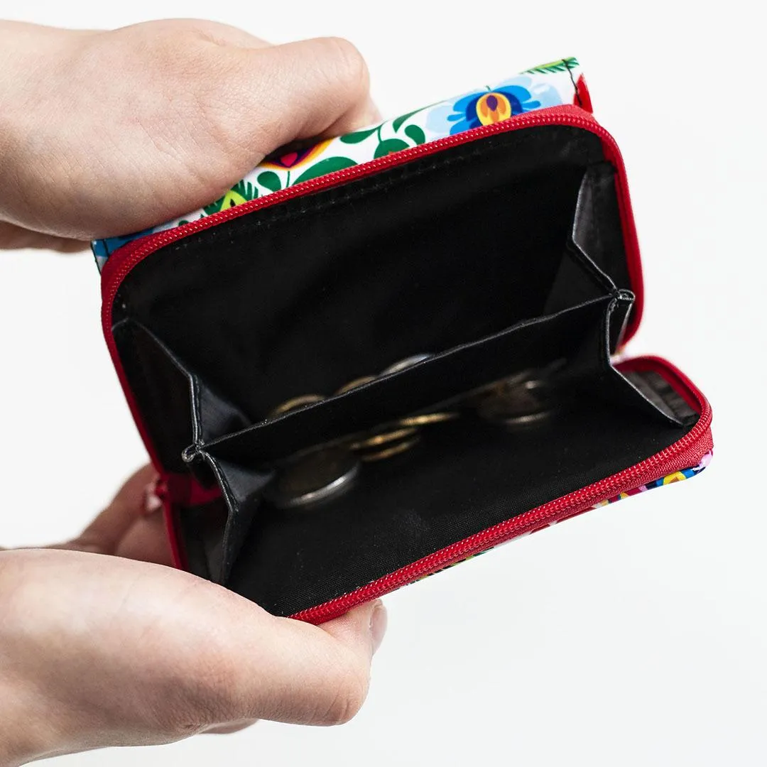 Women's Small Polish Folk Art Compact Bifold Pocket Wallet
