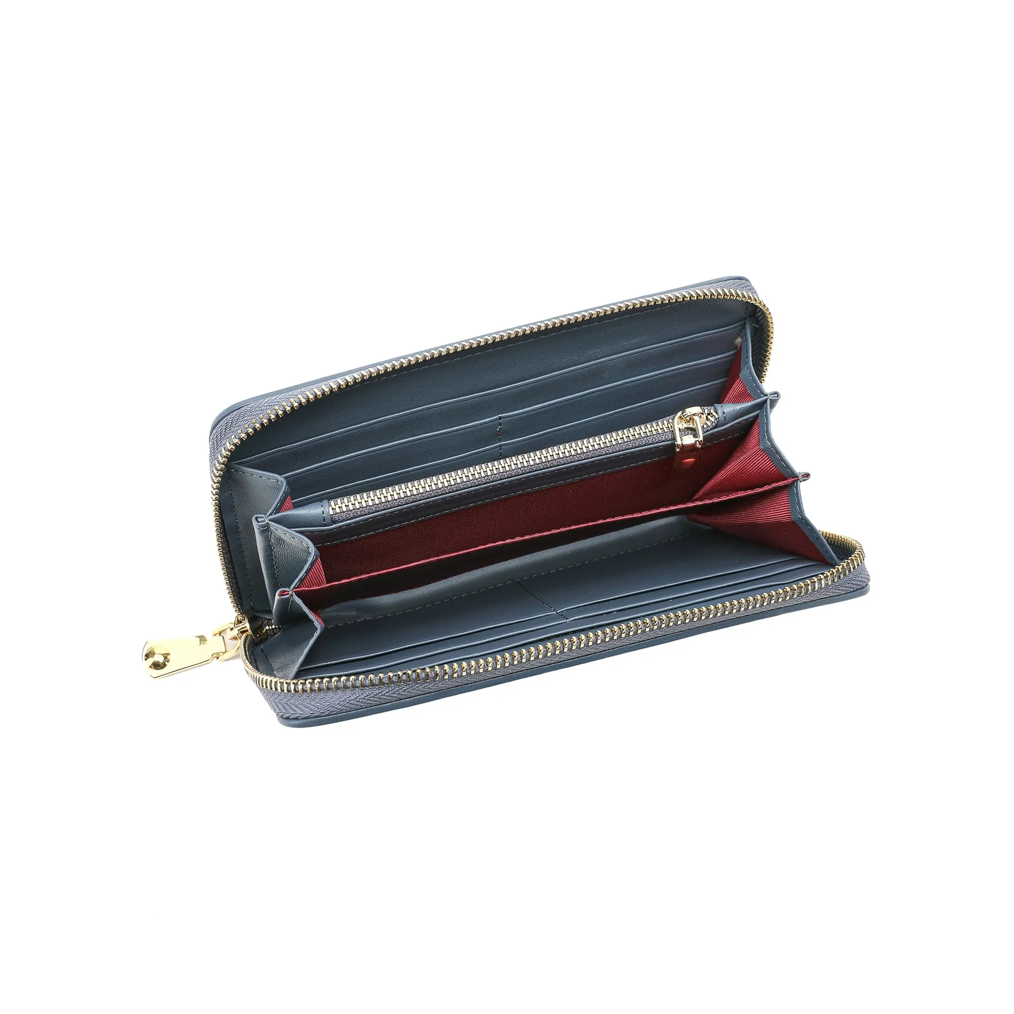 Woven Leather Zip-Around Wallet