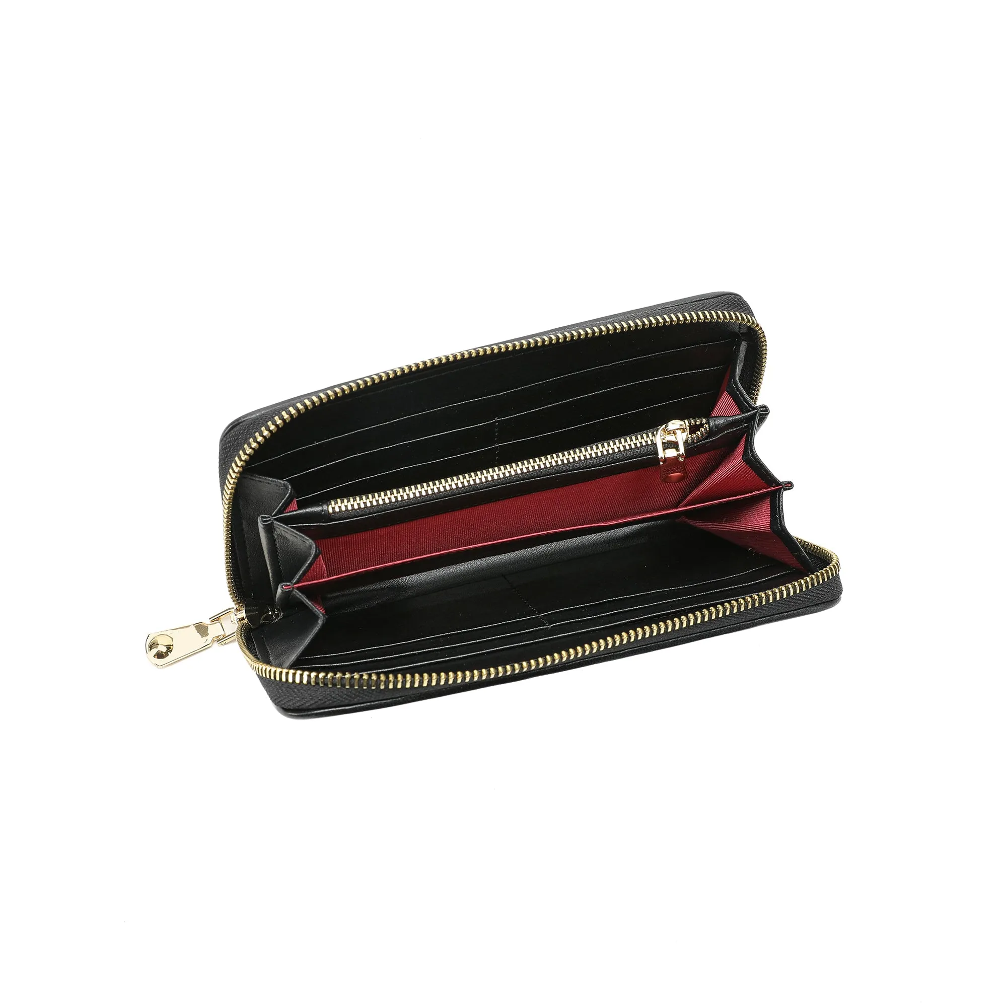 Woven Leather Zip-Around Wallet