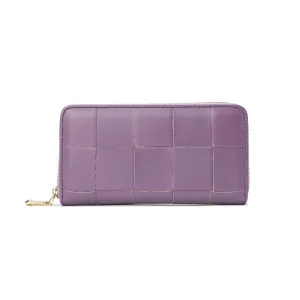 Woven Leather Zip-Around Wallet