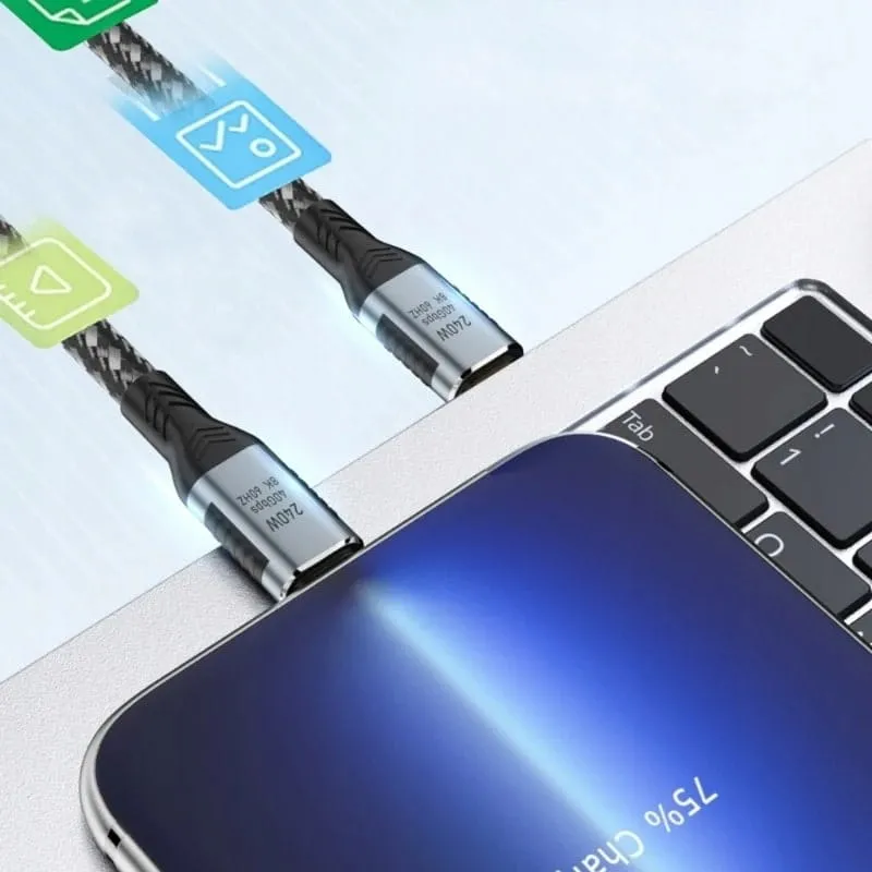 Wzmacniany Kabel USB-C do USB-C Phoneo - 40GBPS 240W 8K 48V 60Hz 5A - 50 cm