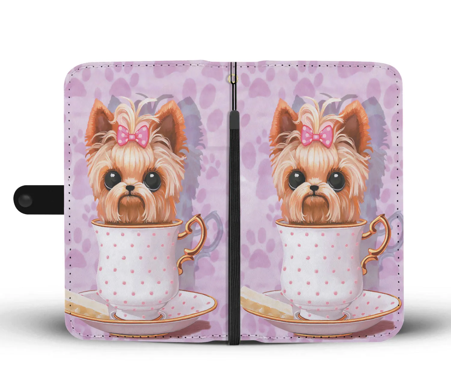 Yorkie Coffee Cup Phone Wallet Case